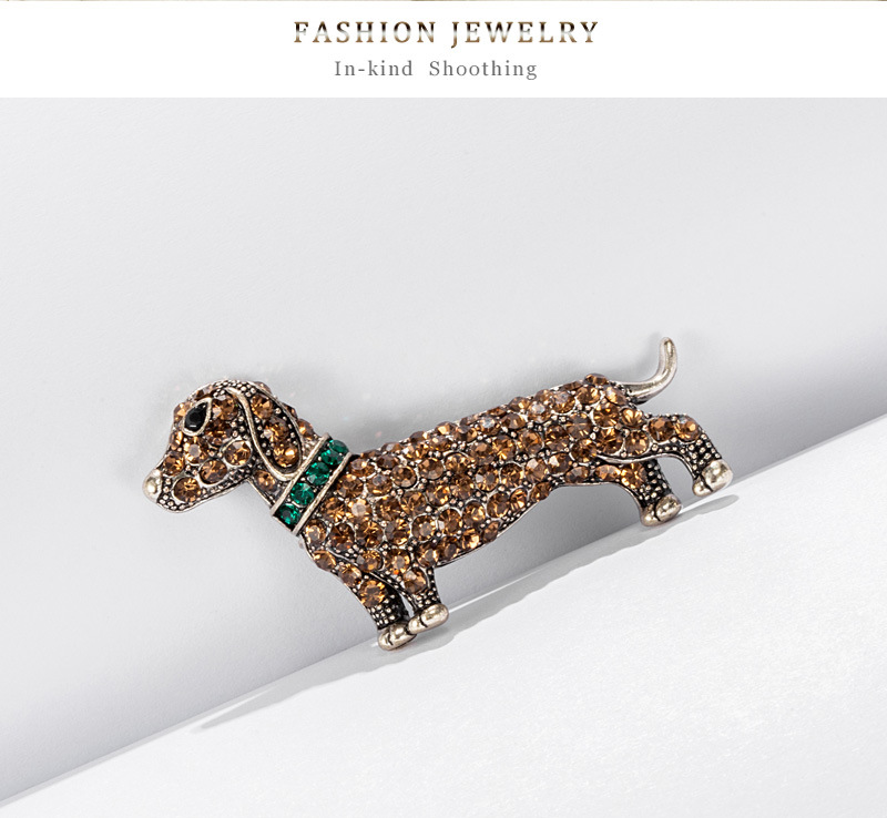 10g Weight Rhinestones Inlay Material Brooches Classification Alloy Material Dog Pattern Simple Style Pin Dog Alloy Plating Inlay Rhinestones Unisex Brooches 4