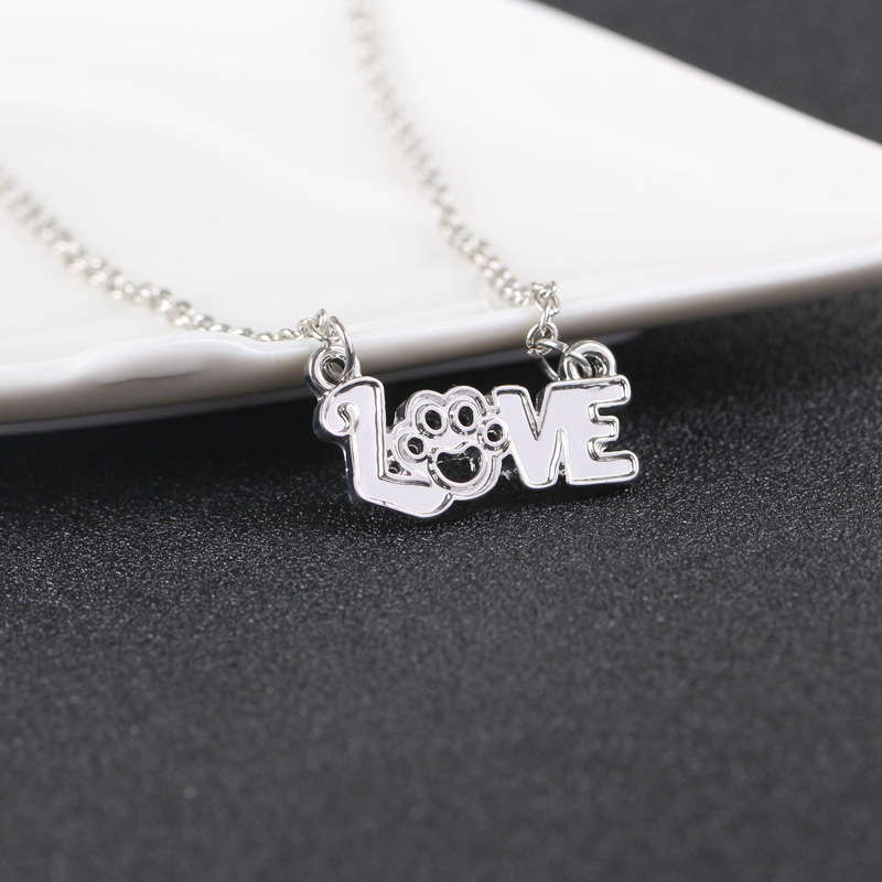 New  Fashion  Creative Letters Love Hollow Out Love Dog Claw Necklace Nihaojewelry Wholesale display picture 10