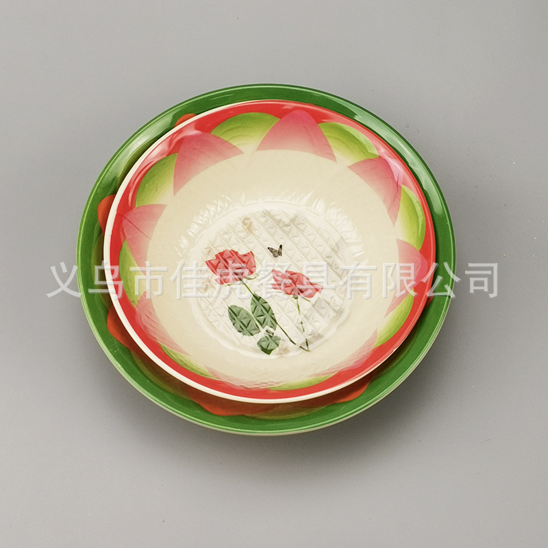 Cuencos de melamina para comercio exterior de 7 y 8 pulgadas con estampado amarillo estilo mercado africano venta directa de fábrica