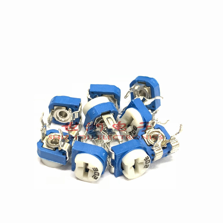 蓝白卧式可调电阻WH06-2/RM065 阻值3K-302 兰白卧式可调电位器