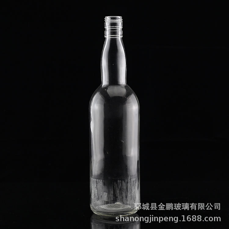 金鹏玻璃定制经典750ML圆柱形伏特加酒瓶 出口贸易玻璃瓶