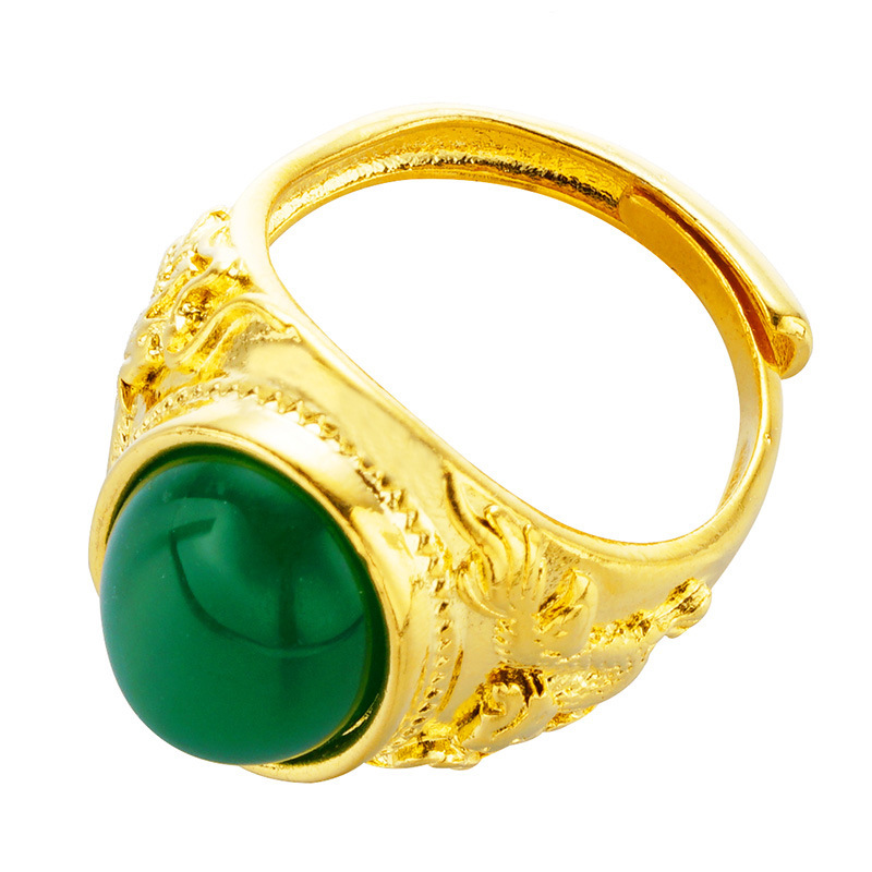 Nuevos accesorios transfronterizos Vietnam oro imitación ágata anillo domineering abierto hombres chapado 24K imitación oro Calcedonia anillo