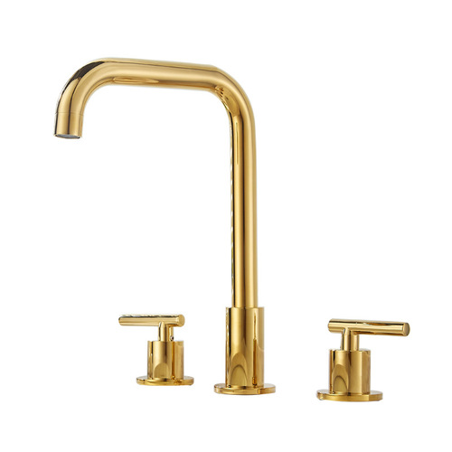 European style golden three-hole basin faucet hot and cold split washbasin bathroom cabinet bathroom all copper simple