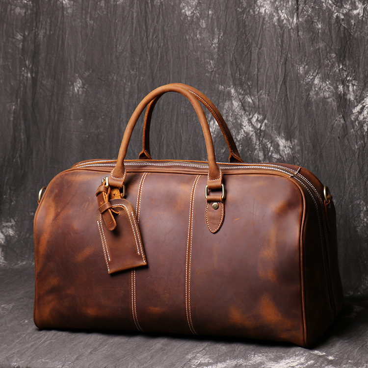 Leather Crossbody Duffel Bag