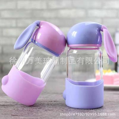 厂家直销 透明随手杯 家用卡通玻璃杯 广告杯 创意兔子杯可印LOGO|ms