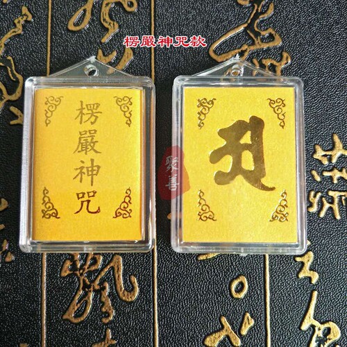 Large Lotus Sutra Multi-Mantra Pendant Plastic Necklace with Sanskrit Text and Colorful Rope Tourist Gift for Men and Women