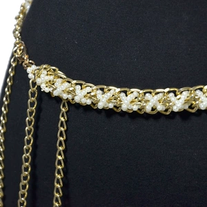 Fashionable Pearl Embellished Waist Chain for Women, 120cm, Spring/Autumn/Summer