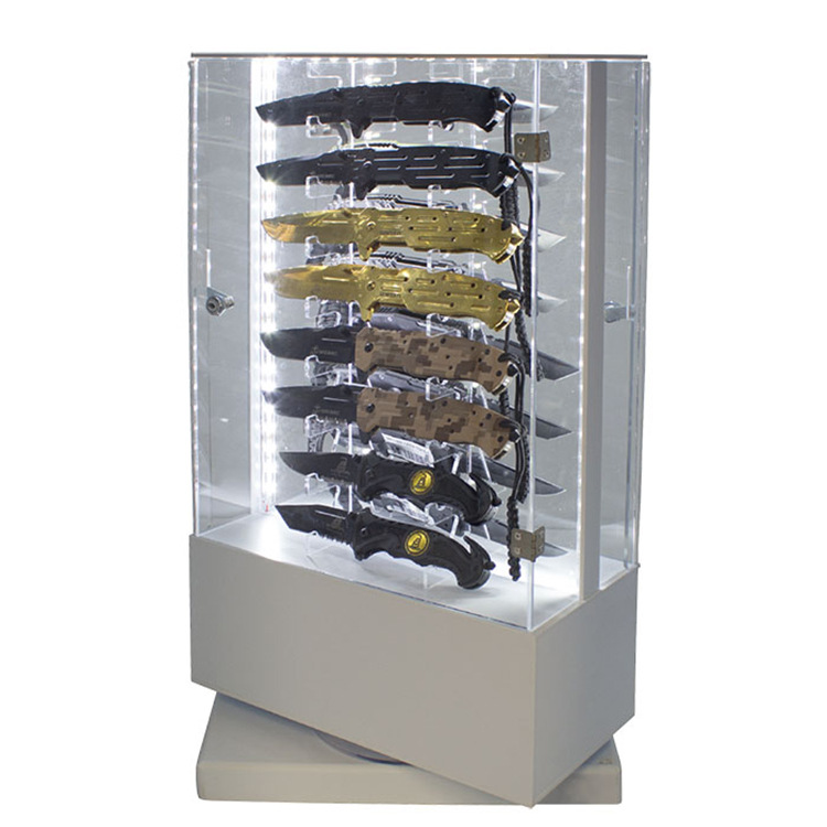 工厂定制亚克力有机玻璃刀具展示柜 收藏馆展示柜定做 可旋转底座