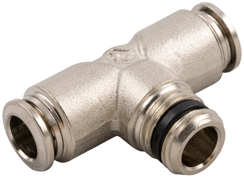 意大利安耐AIGNEP 铜镀镍外螺纹三通快插接头 正T型(锥螺纹)57200