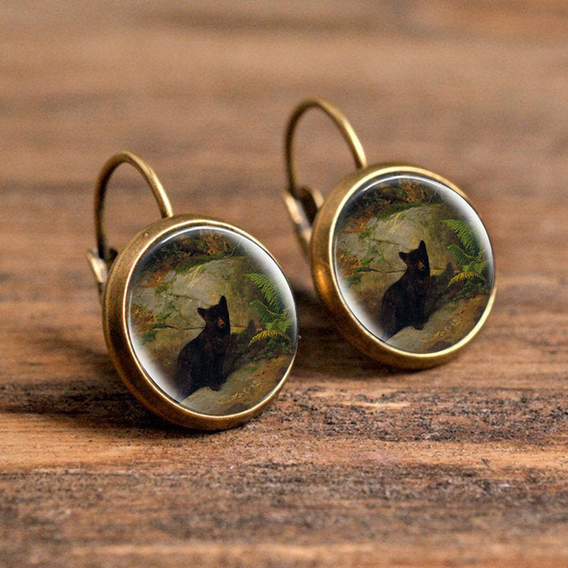 1 Pair Casual Simple Style Animal Round Plating Inlay Alloy Glass Earrings display picture 16