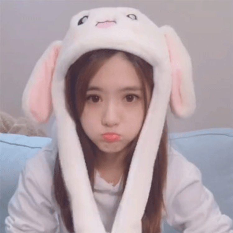 抖音同款兔子耳朵帽子女秋冬网红可爱一捏长耳朵会动的兔子帽冬天