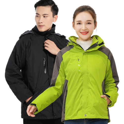 Autumn and winter velvet thickened mountaineering jacket detachable men's and women's outdoor three-in-one jacket cold weather clothing