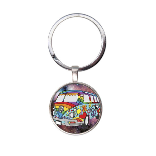 New Product Accessory Anti-War Peace Time Gem Keychain Key Ring Silver Alloy Pendant