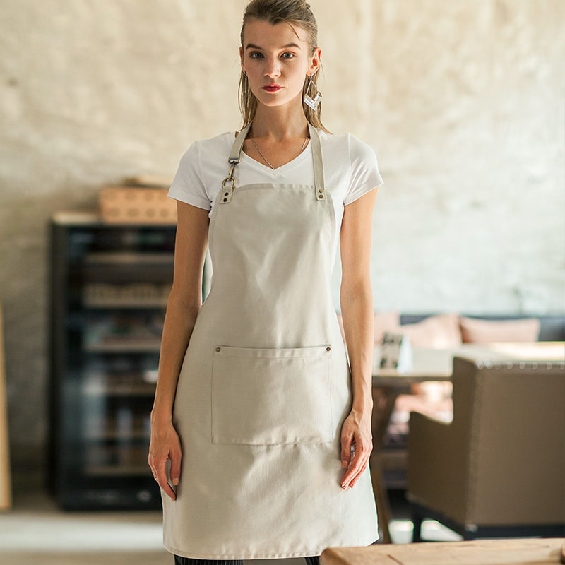Delantal Halter moda coreana café leche té tienda delantal hombres y mujeres pintura lienzo ajustable delantal logotipo personalizado