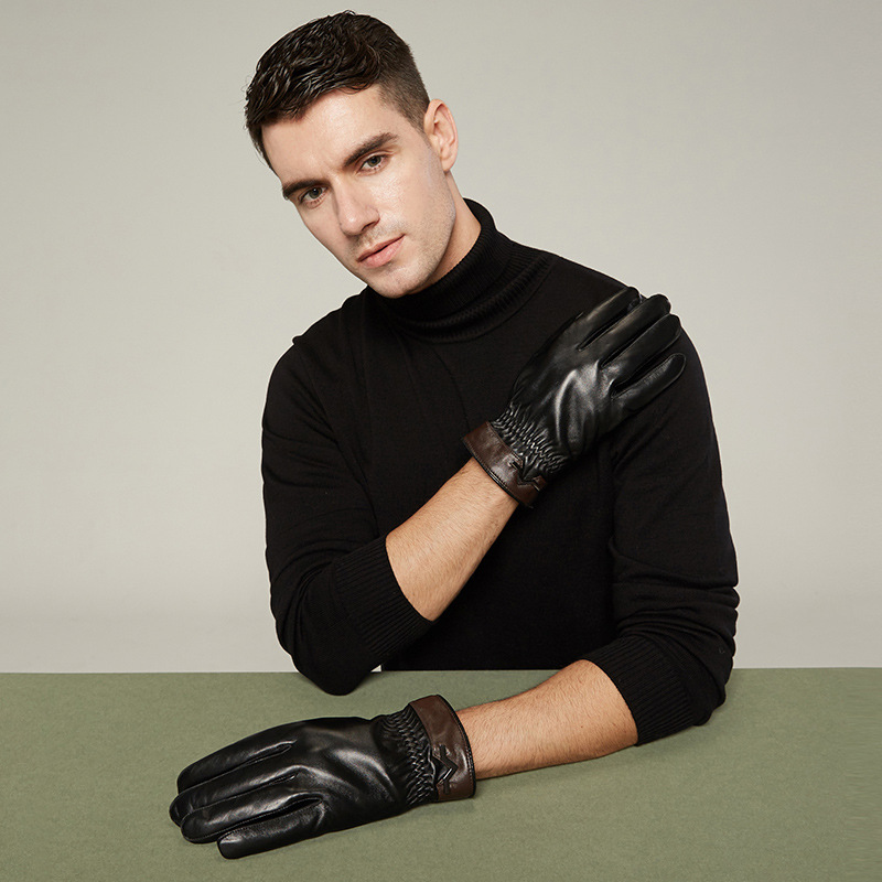 真皮手套男士冬季保暖加绒骑行开车大码户外薄款羊皮触屏户外防风