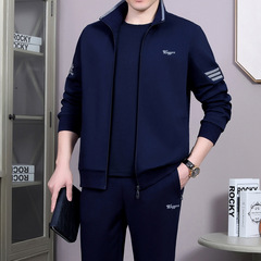 中老年人運動服套裝男春秋加肥加大碼爸爸運動套裝男士商務休閒裝