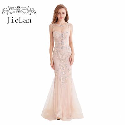 跨境专供 中东 重工钉珠 欧美 修身 长款 晚礼服 主持 展会