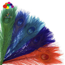 廠家現貨供應 彩色25-30cm孔雀毛 天然羽毛裝飾 舞台表演裝飾