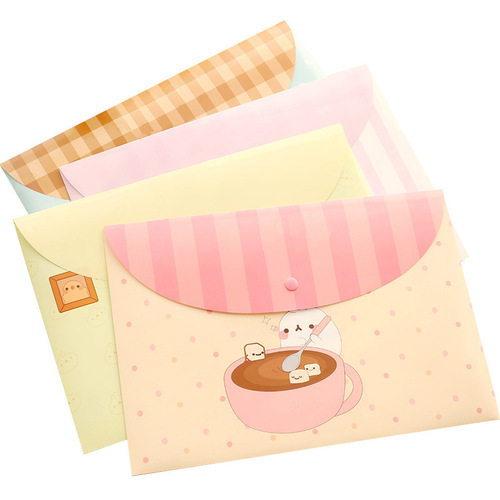 New Korean Style A4 Cute Rabbit File Bag PP Cartoon File Folder Office Supplies Student Test Paper Bag