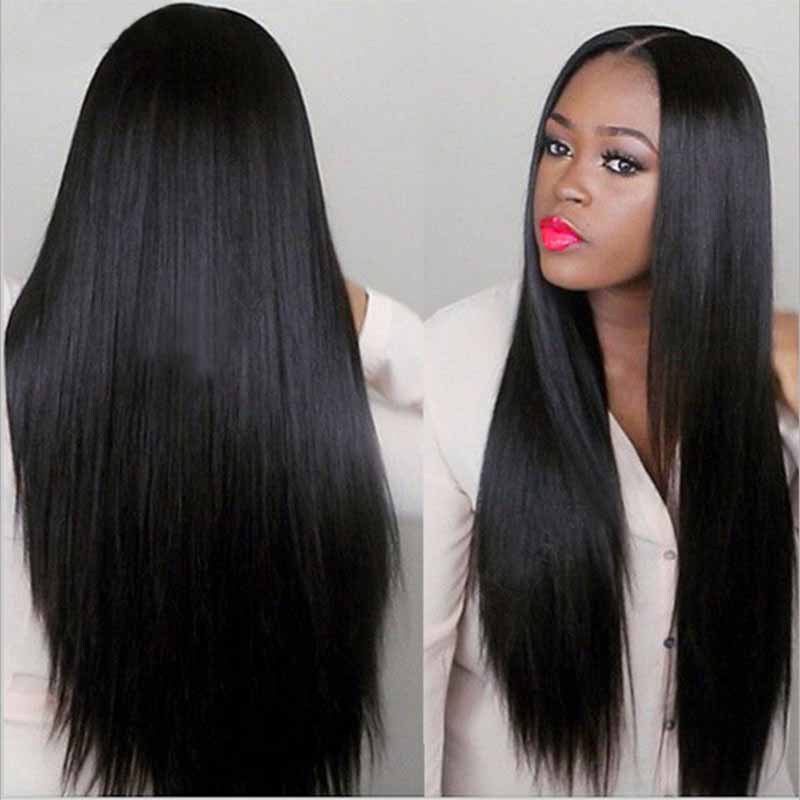 Cross-border European and American Wig Women's Long Straight Aliexpress Amazon African Black Hair Wig Straight Hair Headgear Export Supply