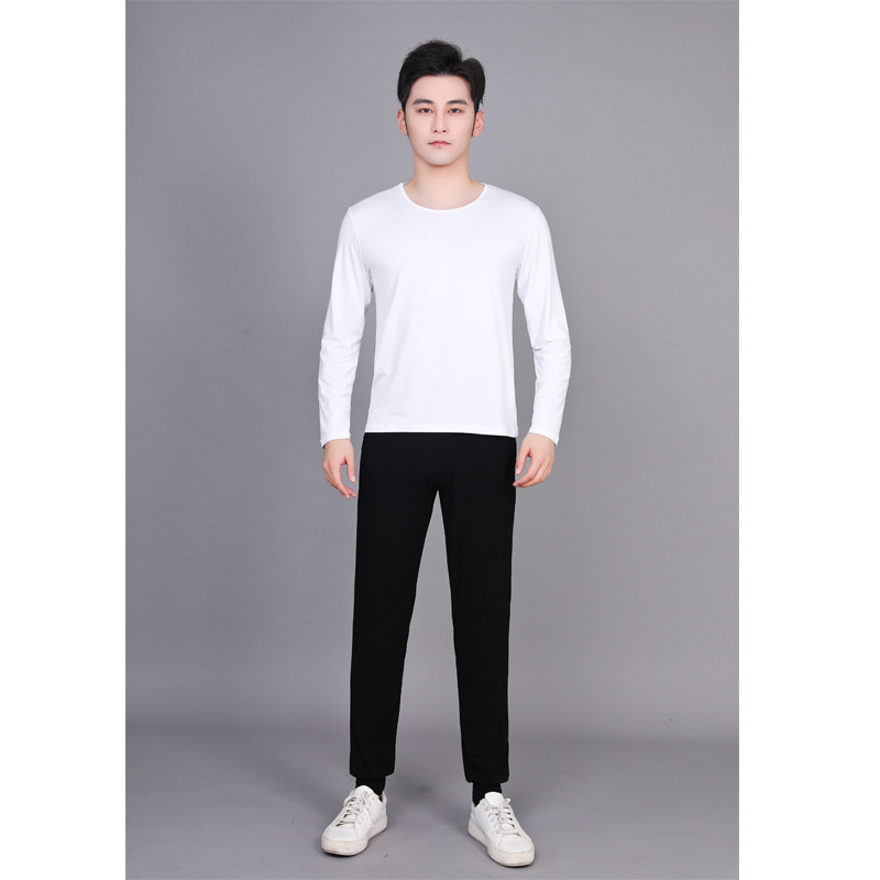 03 white long sleeve round neck suit