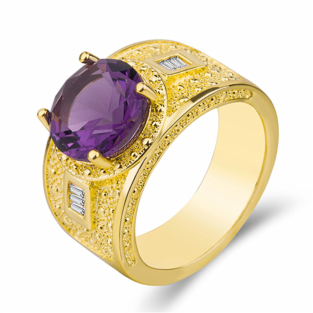 hot selling fashion style foreign trade supply trendy big men's ring jewelry gold plated zircon ring direct sales_ipsvogv.com