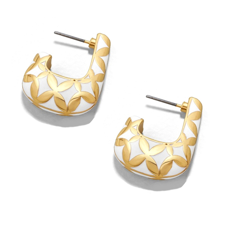 Fashion Gold Diamond Pattern Earrings display picture 4