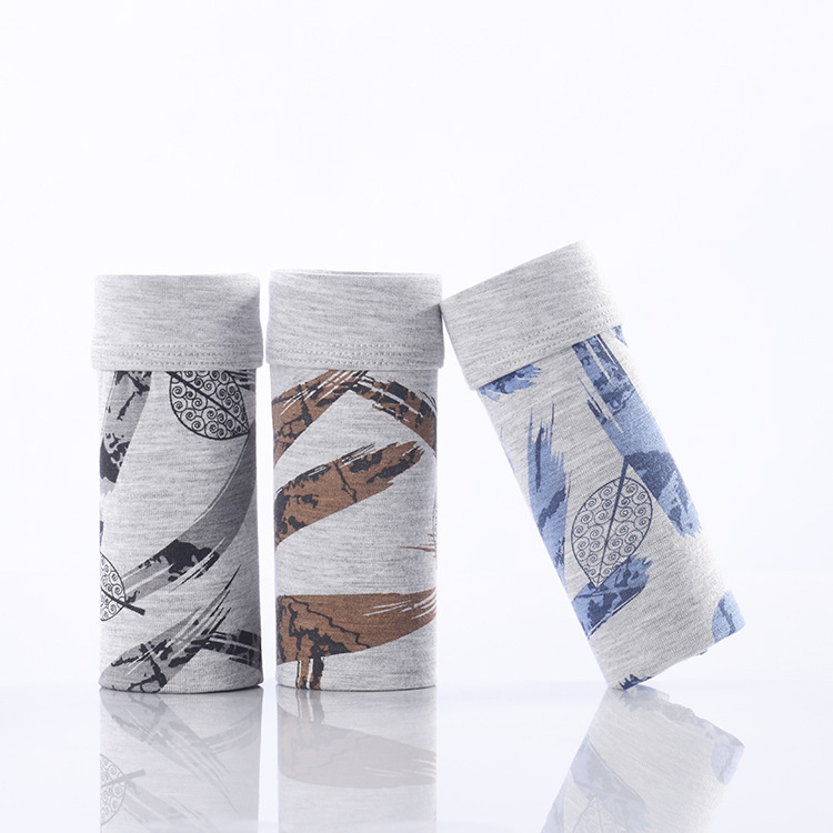 Wholesale Zhongshan men's modal boxer briefs men's mid-waist simple underpants men's printed 2 boxed underwear