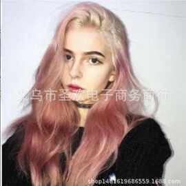 亚马逊爆款粉色大波浪化纤高温丝 欧美假发厂家直销 一件代发