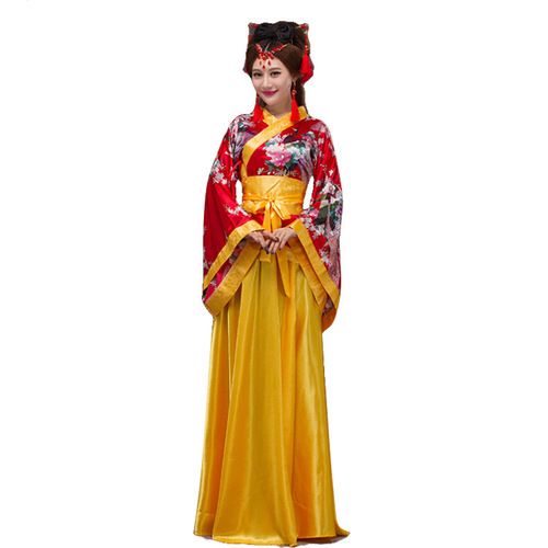 Chinese Folk Dance Dress Han costume ancient fairies stage costumes chorus Hanfu dance costumes