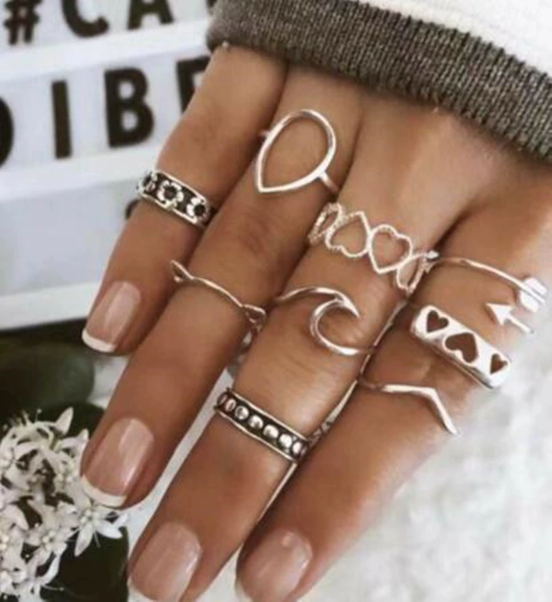 Creative set, metal ring, boho style, European style