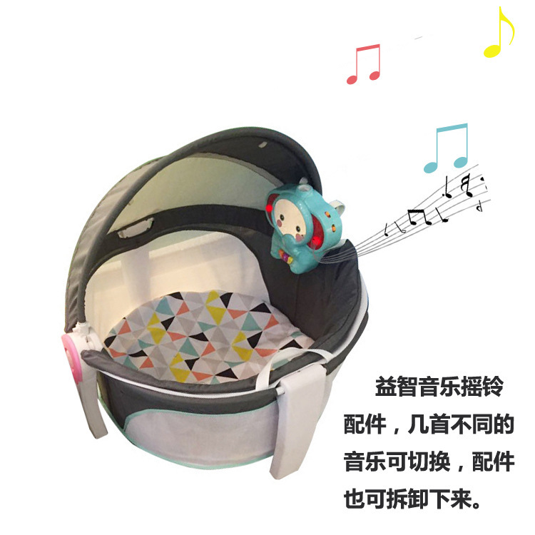 丫丫鸭婴儿游戏围栏 折叠婴儿床音乐婴儿睡篮子详情图3