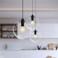 北歐餐廳吊燈創意個性單頭現代簡約玻璃圓球小吊燈咖啡廳吧台燈具
