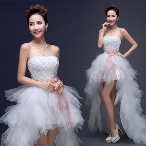 A new style of bridal lace dress with short front and long back