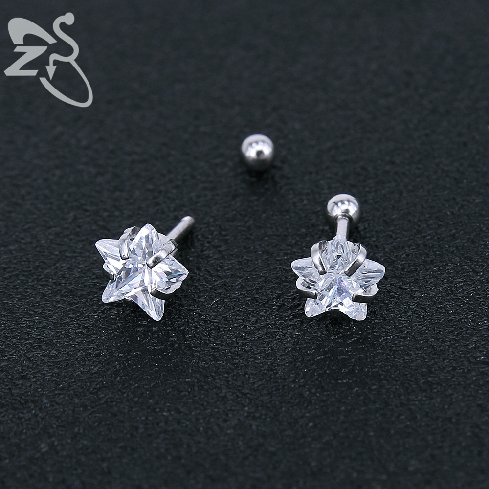 European American Simple Thin Pole Auricle Fashion Zircon Earrings Versatile Ear Bone Women's Ear Jewelry Titanium Steel Ear Needles Earrings Wholesale detail image 10