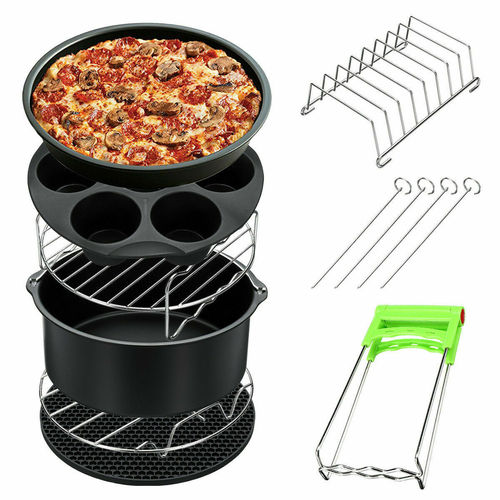 Air Fryer Accessories 7in 8-Piece Set Suitable for 5.2QT-5.8QT, Compatible with Philips, Amazon, etc.