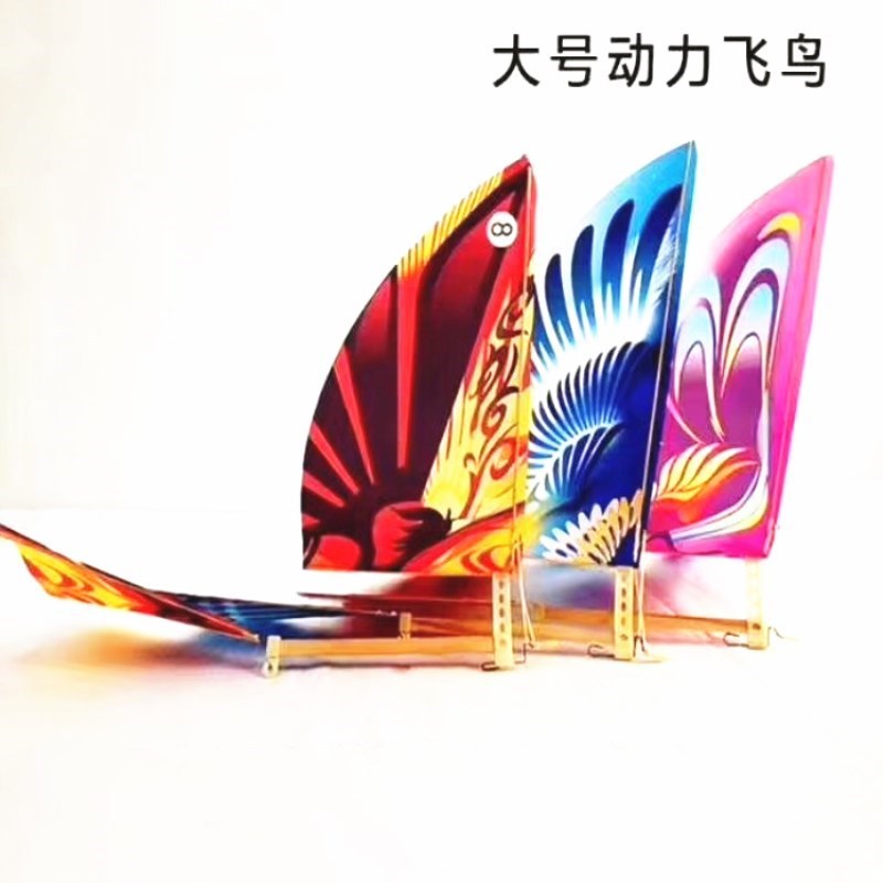 地摊广场热卖大号动力飞鸟橡皮筋飞鸟 会飞的鸟鲁班鸟扑翼鸟批发|ru