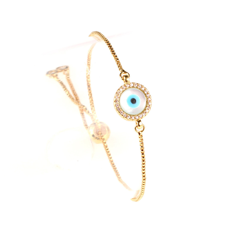 New Accessories Blue Eye Bracelet Devil's Eye Micro Inlaid Diamond Shell Pulling Zircon Bracelet display picture 8