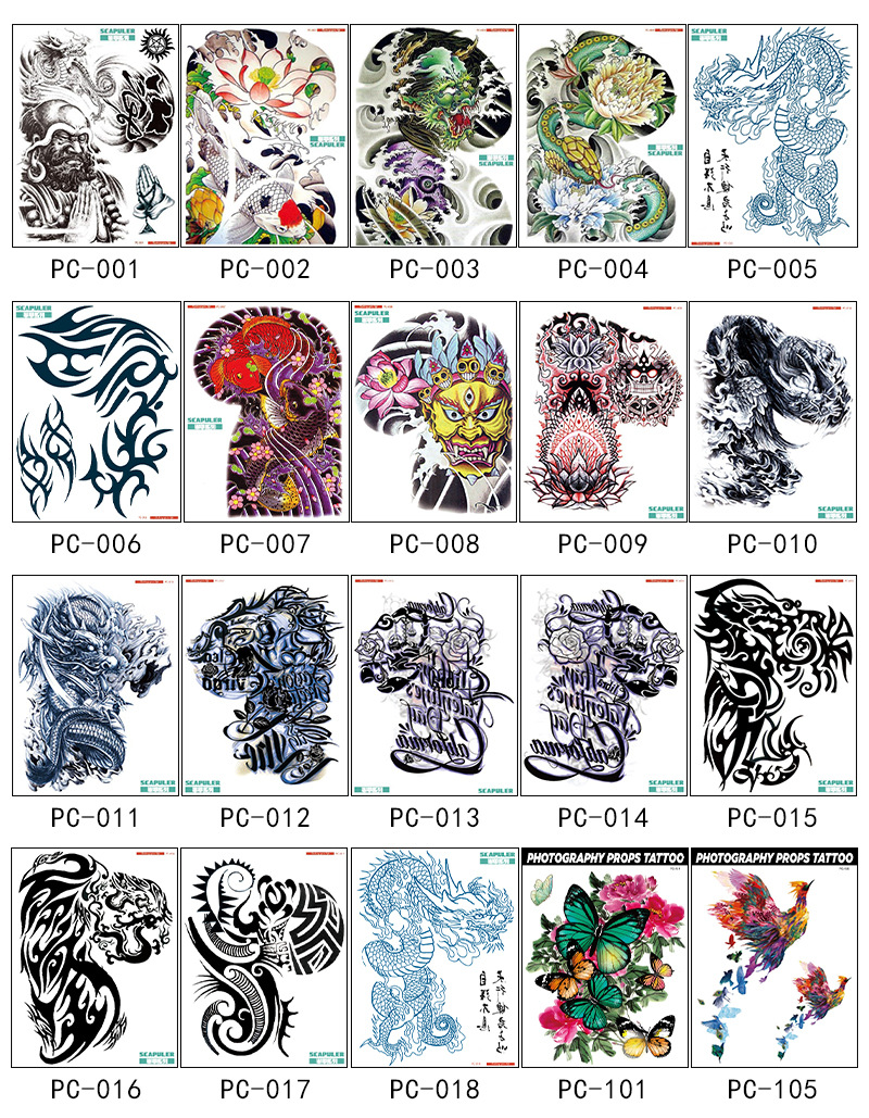 Ruika dragón tatuaje pegatinas impermeable hombres y mujeres sobre el hombro dragón pecho fresco de larga duración tatuaje pegatinas tatuaje