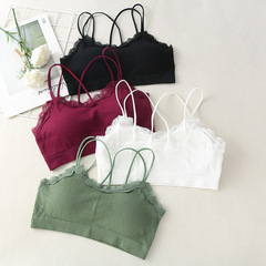 Bear Beauty Lace Edge Seamless Bustier Bralette Tank Top Backless Bralette Bra for Women