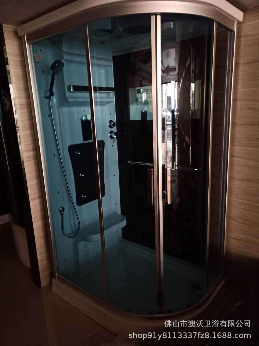 1,18 M sola ducha de vapor cuarto de baño acrílico lavabo inferior Arco en forma de abanico cuarto de baño con bañera