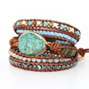 Turquoise bracelet natural stone, woven jewelry handmade, boho style