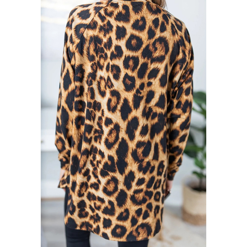 Spot autumn new hot style leopard print mid-length top NSLAI56832