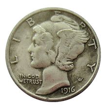 厂价直销定做美国Mercury10美分1916年份镀银复制纪念币