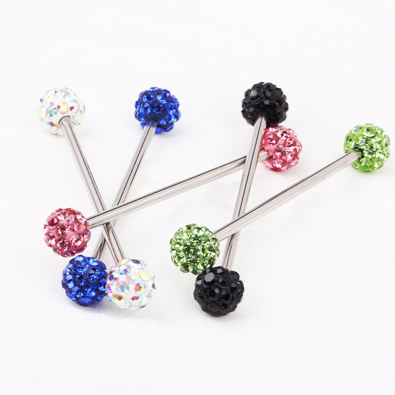Amazon Hot Czech Drill Long Soft Ear Bone Nail Drill Ball Industrial Dumbbell Barbell Puncture Jewelry Wholesale - Acrylic Geometric Earring detail image 7