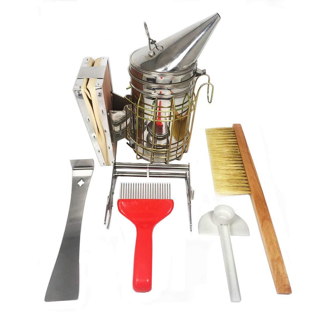 蜂具出口热销型6件套装喷烟器蜂箱提脾夹割蜜叉起刮刀蜂刷饲喂器