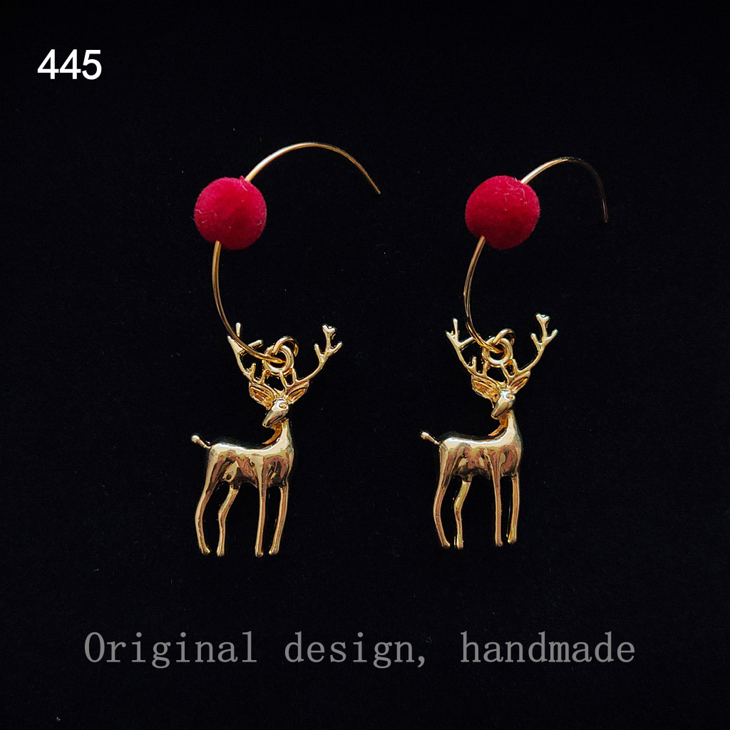 13g Weight Drop Earrings Classification 1 Pair Quantity Daily Occasion Alloy Material Christmas Festival Deer Pattern Women'S Gender Plating Design Simple Style Style 1 Pair Christmas Simple Style Deer Plating Alloy Drop Earrings 9