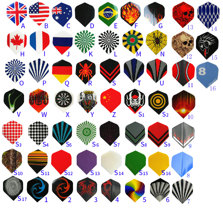 A variety of patterns PVC Darts Darts parts Dart wing Flag Pattern darts flight Can be mixed