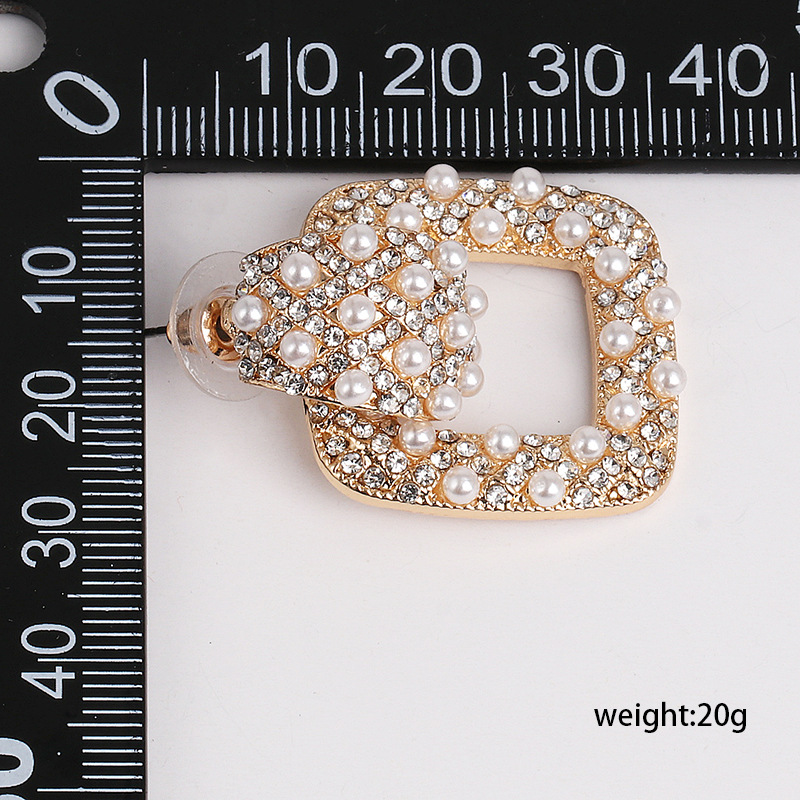 Geometric Earrings Pearl Alloy Diamond Earrings display picture 20