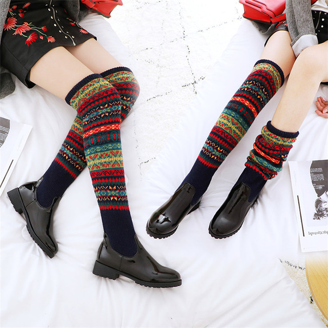 women’s low heel knee high bootshigh thin elastic wool boots